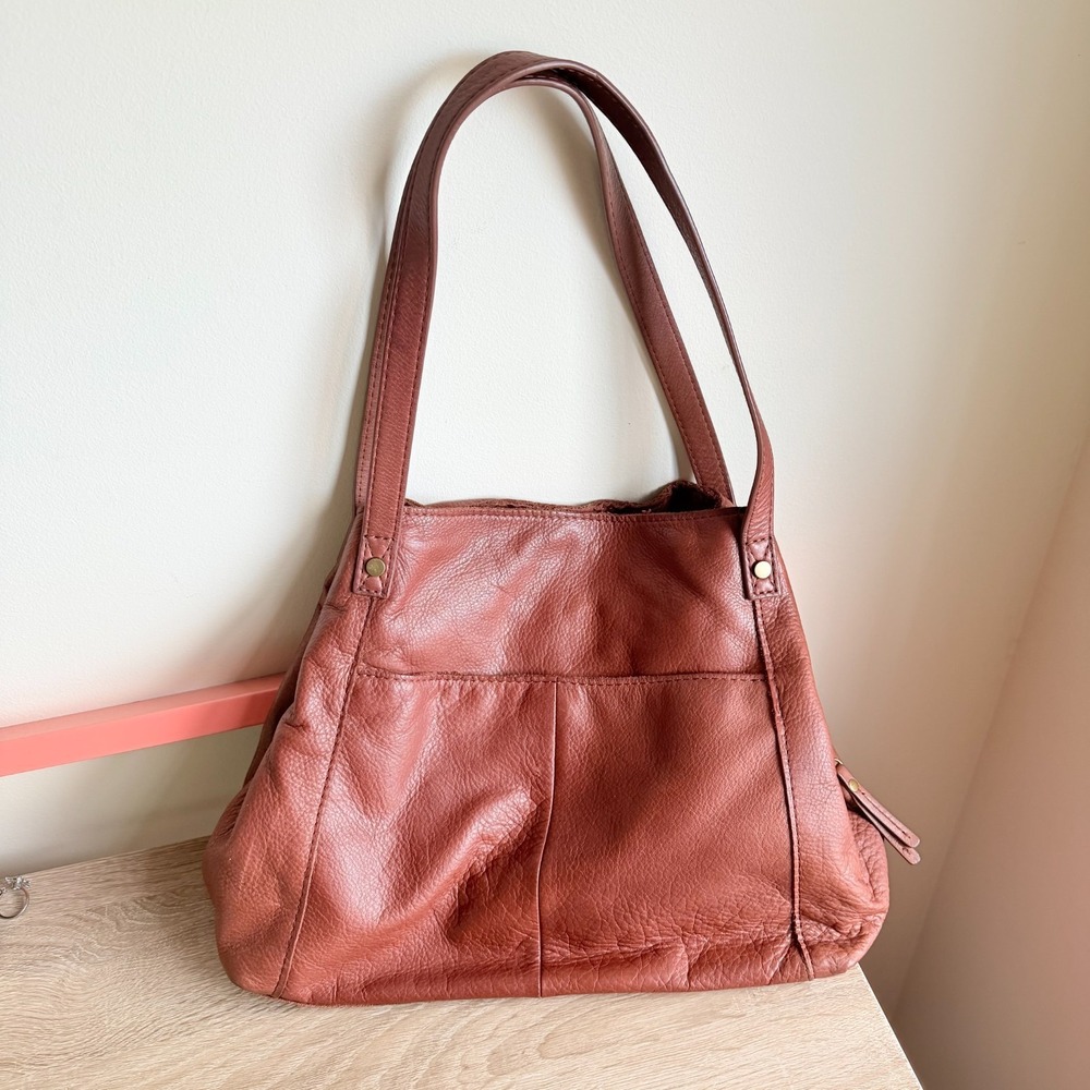 Women's Leather Crossbody Tote in Rust Brown